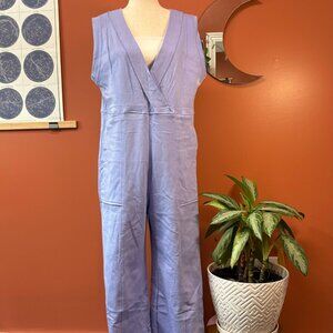 Sleeveless Surplice Neck Wide-Leg Solid Jumpsuit